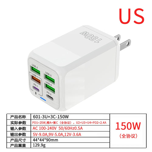 6 Ports USB C Charger Super Fast Charging Type C PD QC3.0 USB C Phone