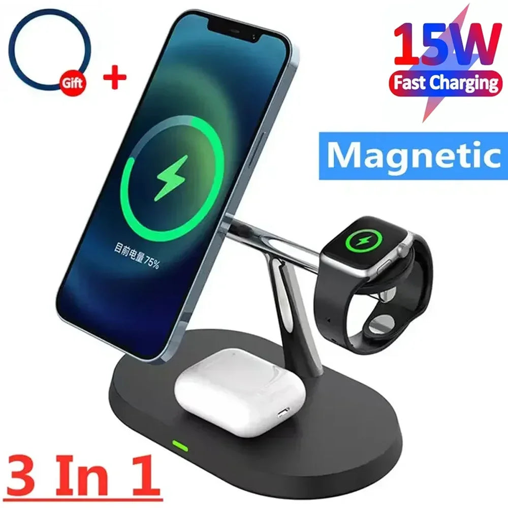 Magnetic Wireless Charger Stand for iPhone 15 14 13 12 Pro Max Apple