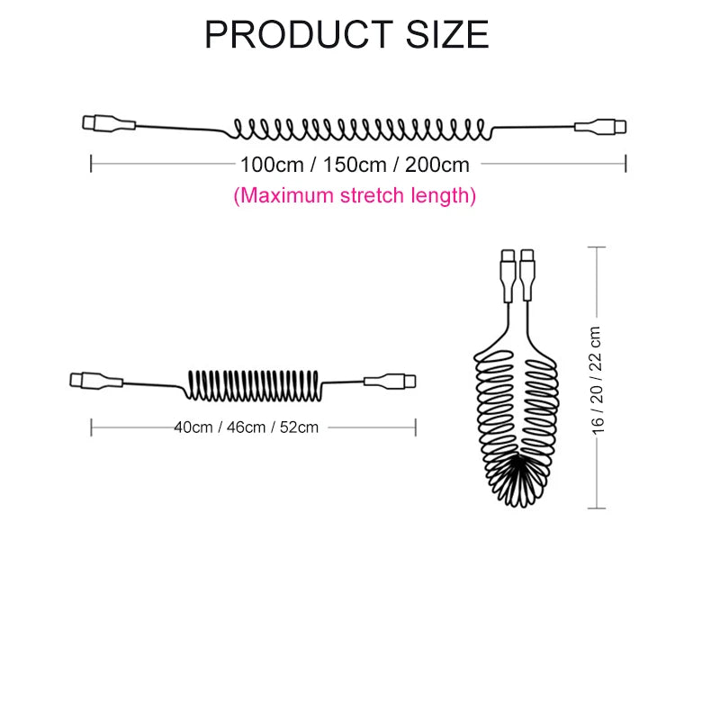 PD 66W Type C to Type C Fast Charging Cable For Huawei Honor Xiaomi