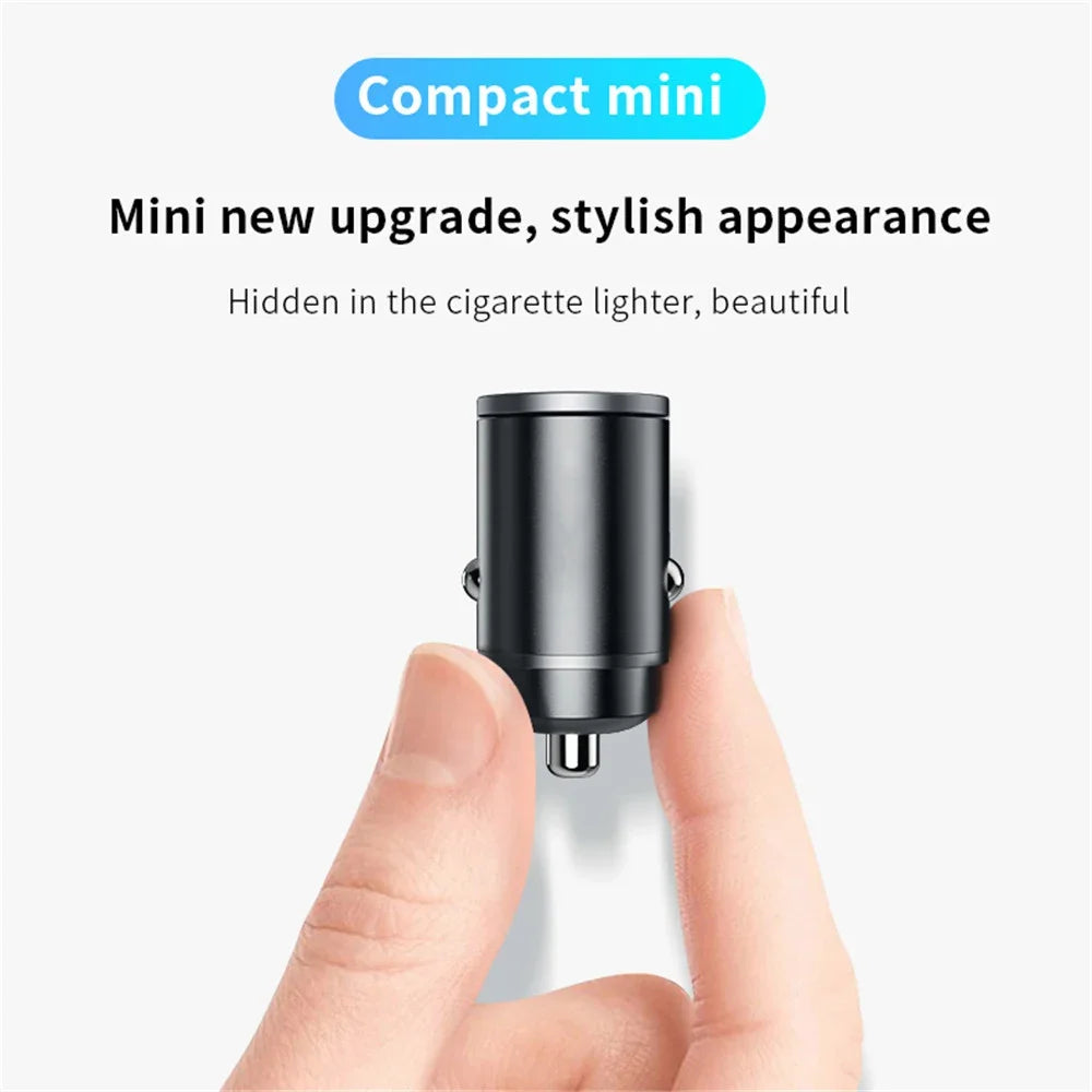 Mini Car USB/QC3.0 PD Charger 12-24V Fast Charging Car USB Type C