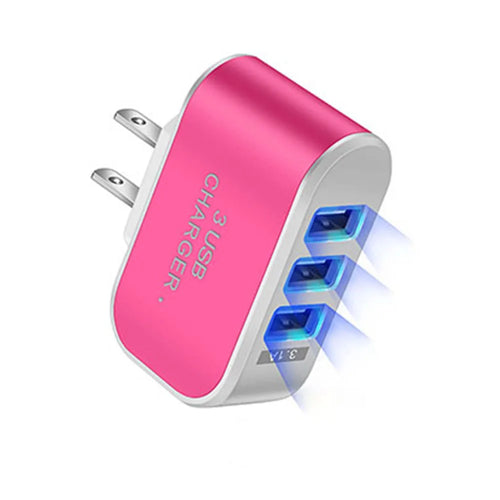 3USB EU US Plug LED Mobile Phone Chargers Multi-Head Travel Charger