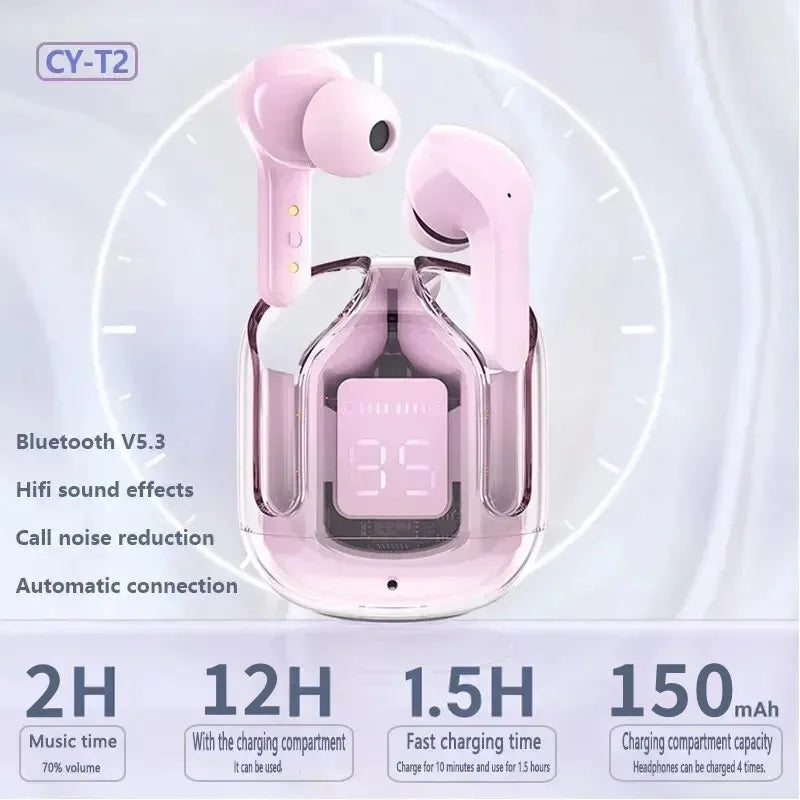 Original T2 Wireless Bluetooth Earphone Transparent HIFI Headphones