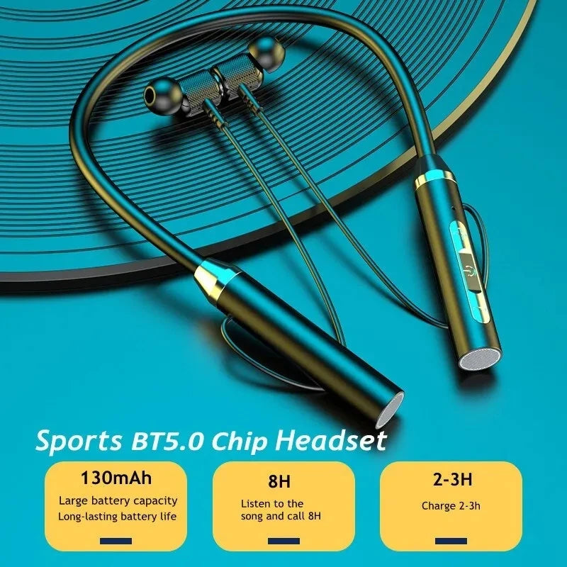 Wireless Headphones Bluetooth 5.0 Neckband Earphones Silicone Hifi 9D