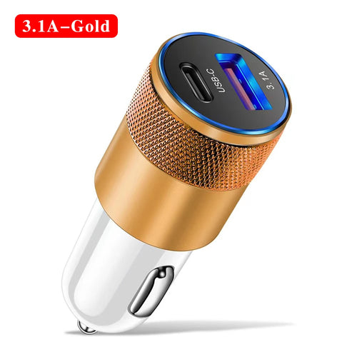 3.1A USB Car Charger Type C Fast Charging Phone Adapter For Xiaomi