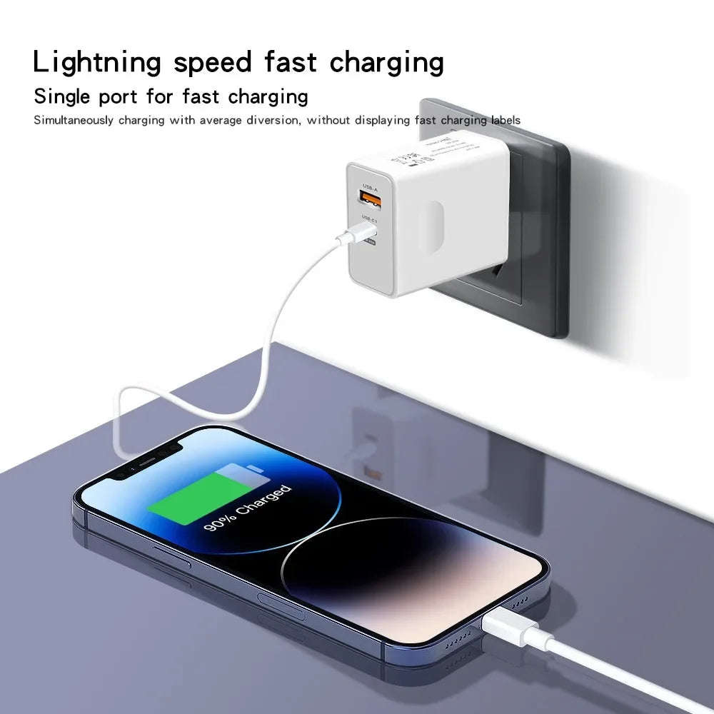 Total 120W USB Type C Fast Charging Charger PD Mobile Phone Quick