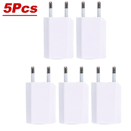 NNBILI 1-5Pcs Universal 5V 1A EU Plug USB Wall Phone Charger For