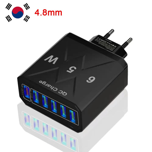 3.1A USB Fast Phone Charger Adapter 6 In1 Mulit Plug Travel Charger