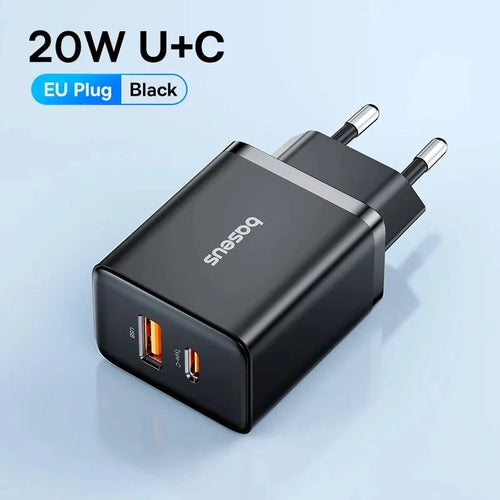 Baseus 20W PD Charger Quick Charge USB Type C Charger for iPhone 16 15