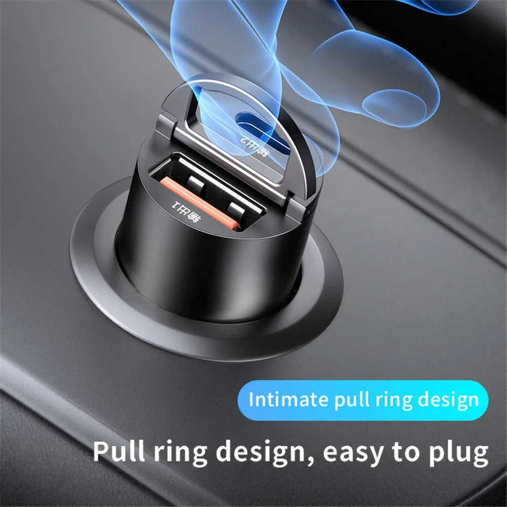 Mini 200W PD QC Pull Ring Fast Charging Car Charger USB C Car Phone