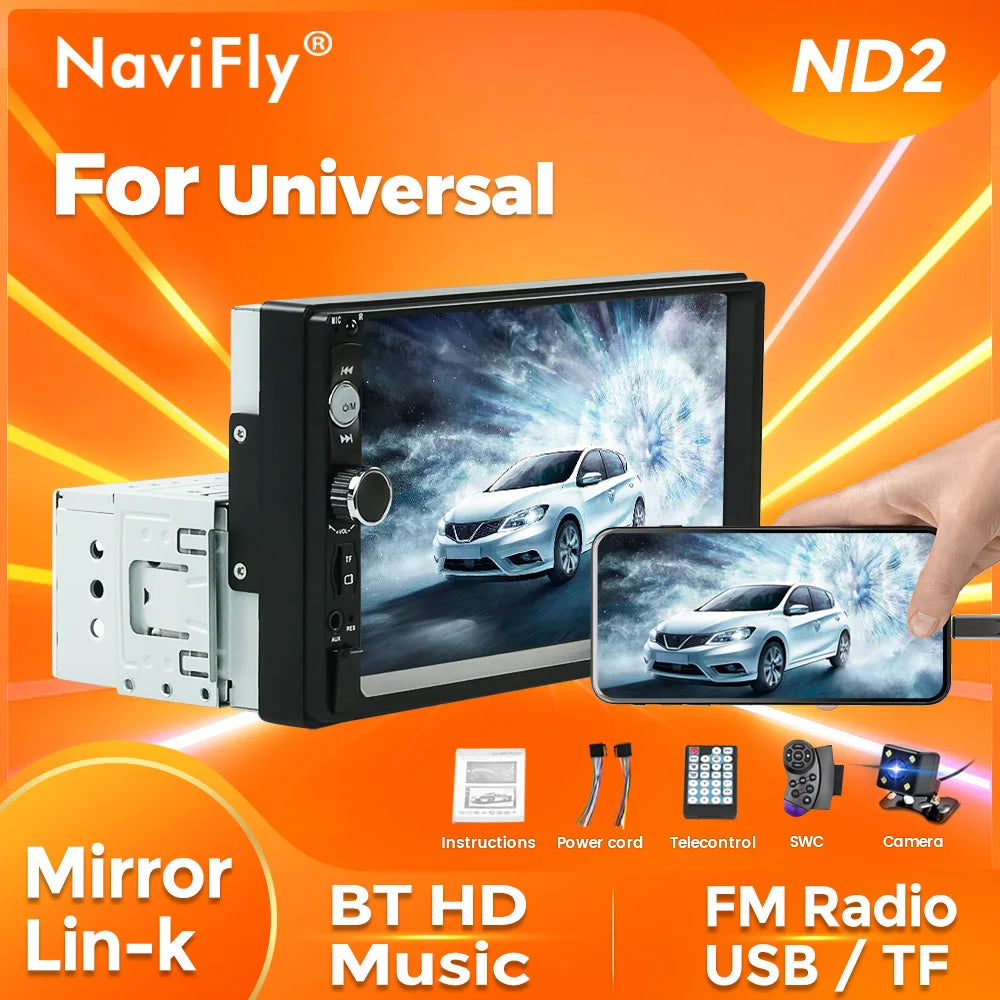 Navifly ND2 Universal 1Din Car Radio Stereo 7inch HD Touch Screen