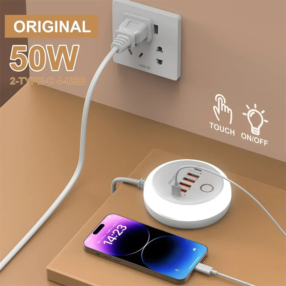 PD 50W Multi Port Charger Type C Fast Charging EU US Plug Wall Charger