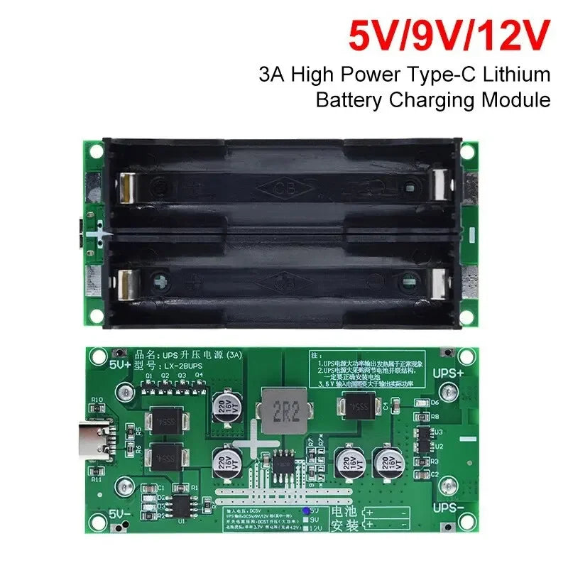 Type-C 15W 3A Fast Charge UPS Power Supply / 18650 Lithium Battery