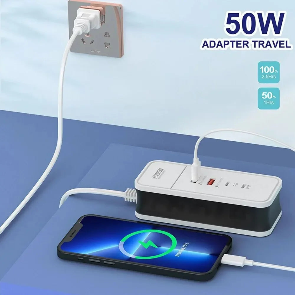 4 Port USB Charger QC 3.0 PD 12W Fast Charging Wall Charger for Xiaomi