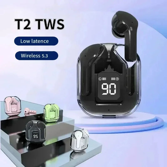 T2 Tws Wireless Bluetooth Headset Transparent Headphones ENC Power