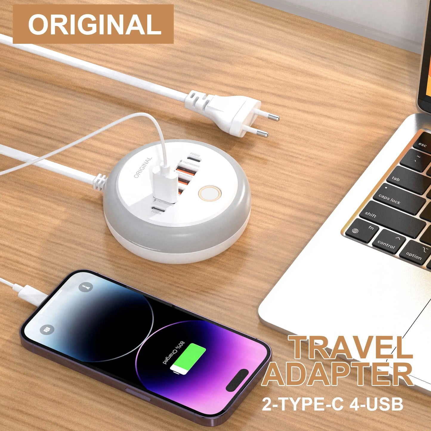 50W USB PD Charger 6 Ports Fast Charging Travel Charger For iPhone