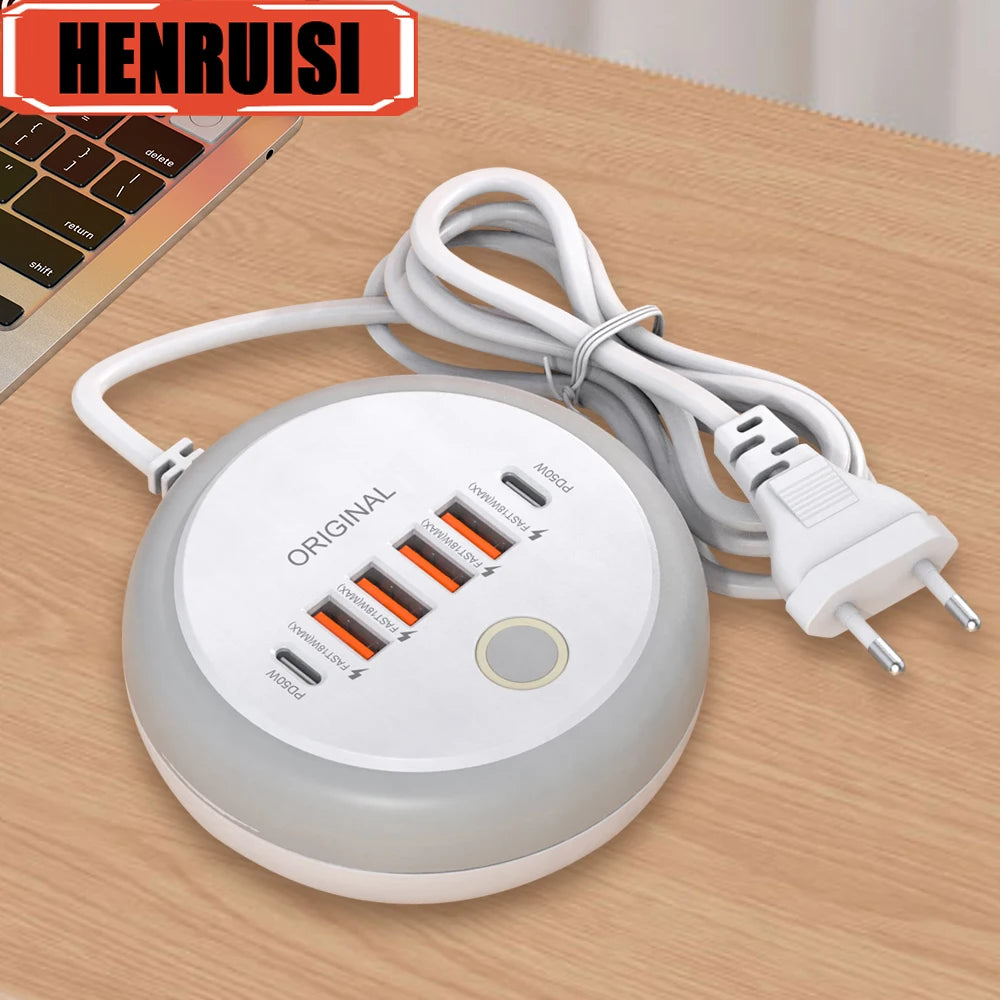 50W Power Strip Multi Port USB C Socket Type C Fast Charging Wall