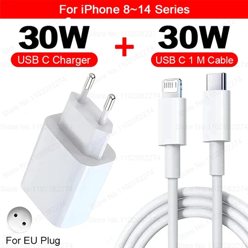 For Apple 30W PD Fast Charger For iPhone 16 15 14 13 11 Pro Max Plus