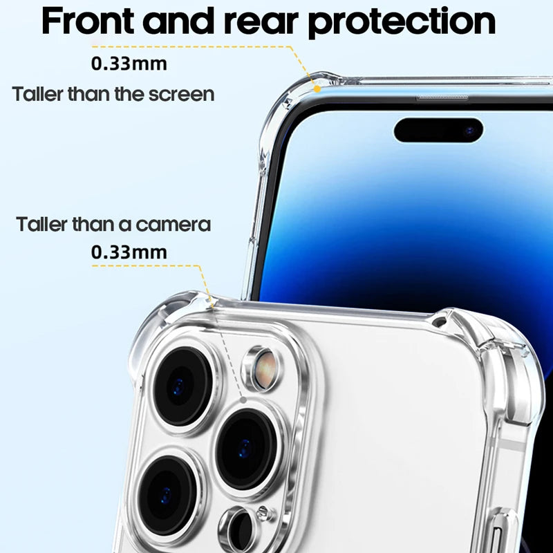 Luxury Clear Shockproof Case For iPhone 15 14 13 12 11 Pro Max Phone