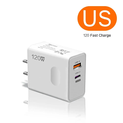 Total 120W USB Type C Fast Charging Charger PD Mobile Phone Quick