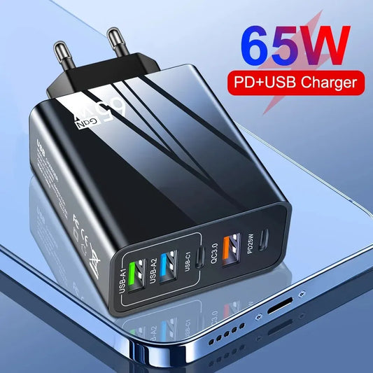 65w Fast Charger Mobile Charging Head Pd Plus 3usb Travel Multi