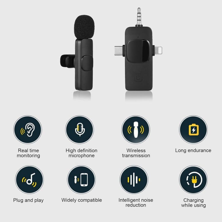 2 in 1 Wireless Lavalier Microphones for iPhone / Android