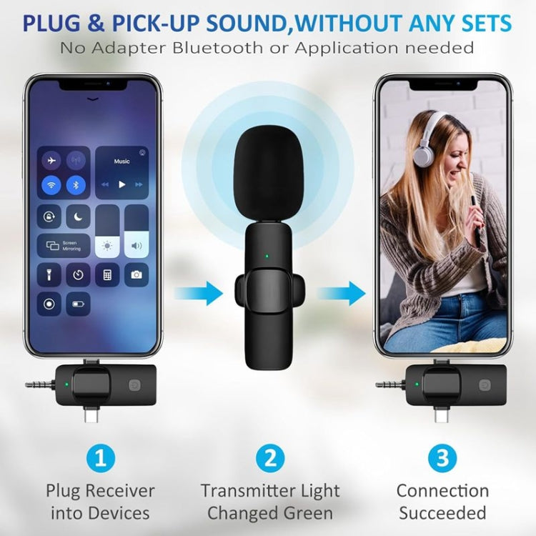 2 in 1 Wireless Lavalier Microphones for iPhone / Android