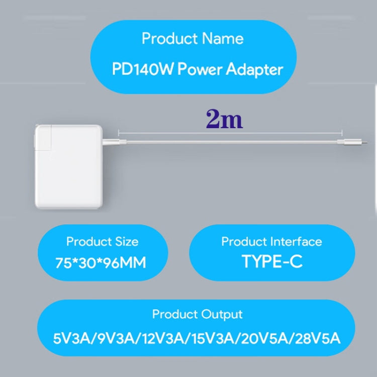 PD3.1 140W USB-C PD Laptop Power Adapter + 2m 5A USB-C to USB-C Data