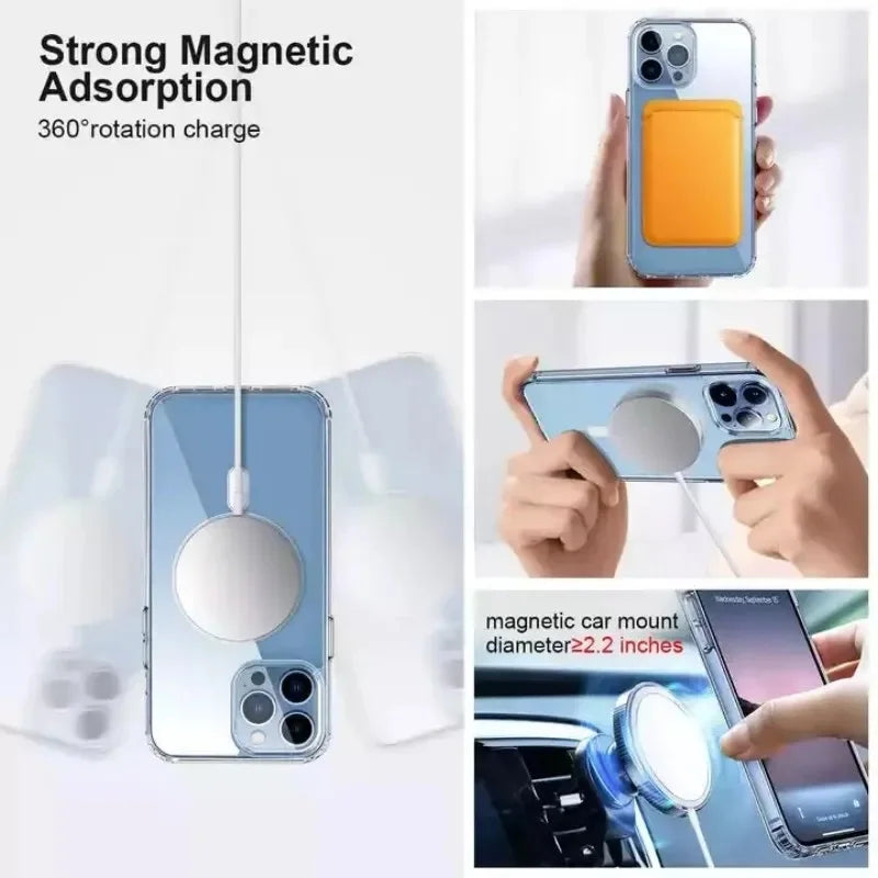 Clear Phone Case For iPhone 11 12 13 14 15 Pro Max For Magsafe