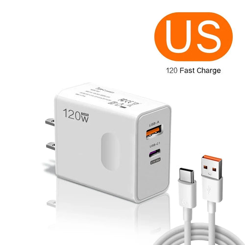 Total 120W USB Type C Fast Charging Charger PD Mobile Phone Quick