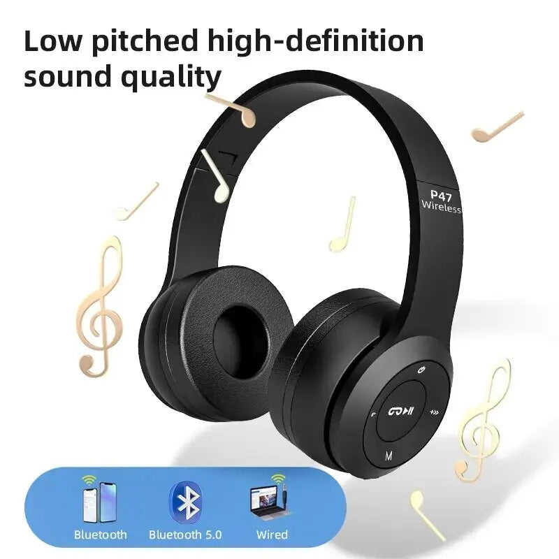 P47 Wireless bluetooth headphone With Mic Noise Cancelling Headsets