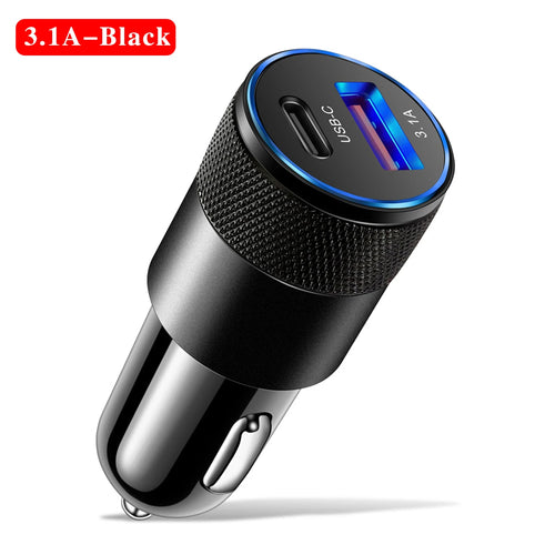 3.1A USB Car Charger Type C Fast Charging Phone Adapter For Xiaomi