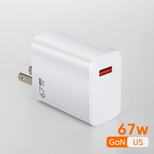 67W GaN USB Fast Charger EU/US Plug Wall Charger 6A Type C Cable Quick