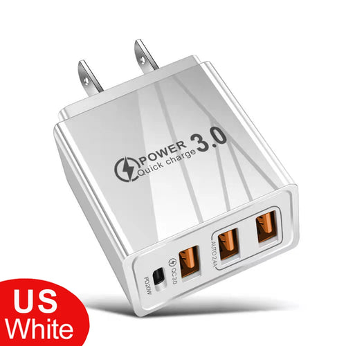 48W USB Charger QC 3.0 Type C PD Fast Charge For iPhone 12 13 Max