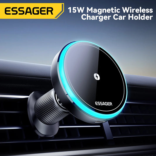 Essager Magnetic Wireless Charger Car Phone Holder 15W RGB Seven Color