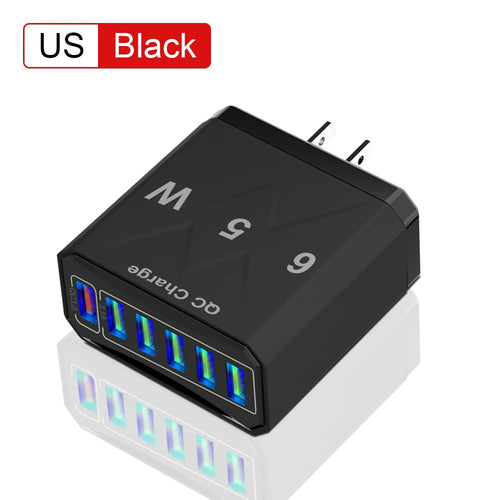 3.1A USB Fast Phone Charger Adapter 6 In1 Mulit Plug Travel Charger