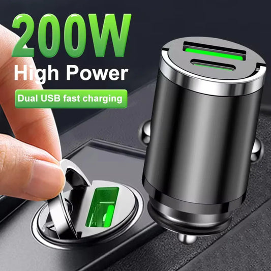 200W mini car charger fast charging for iPhone QC3.0 mini PD USB Type