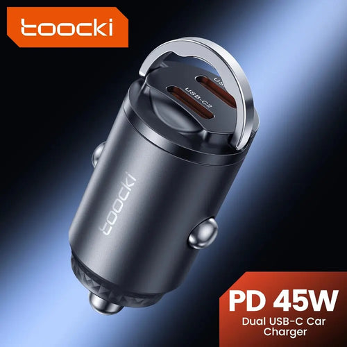 Toocki Mini PD 45W Car Charger Pull Ring Fast Charging USB C Phone