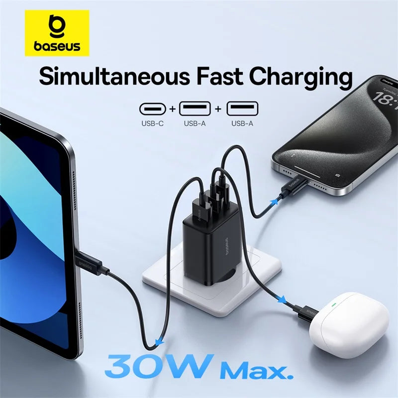 Baseus 30W USB Type C Charger Phone Charger PD Quick Charge For