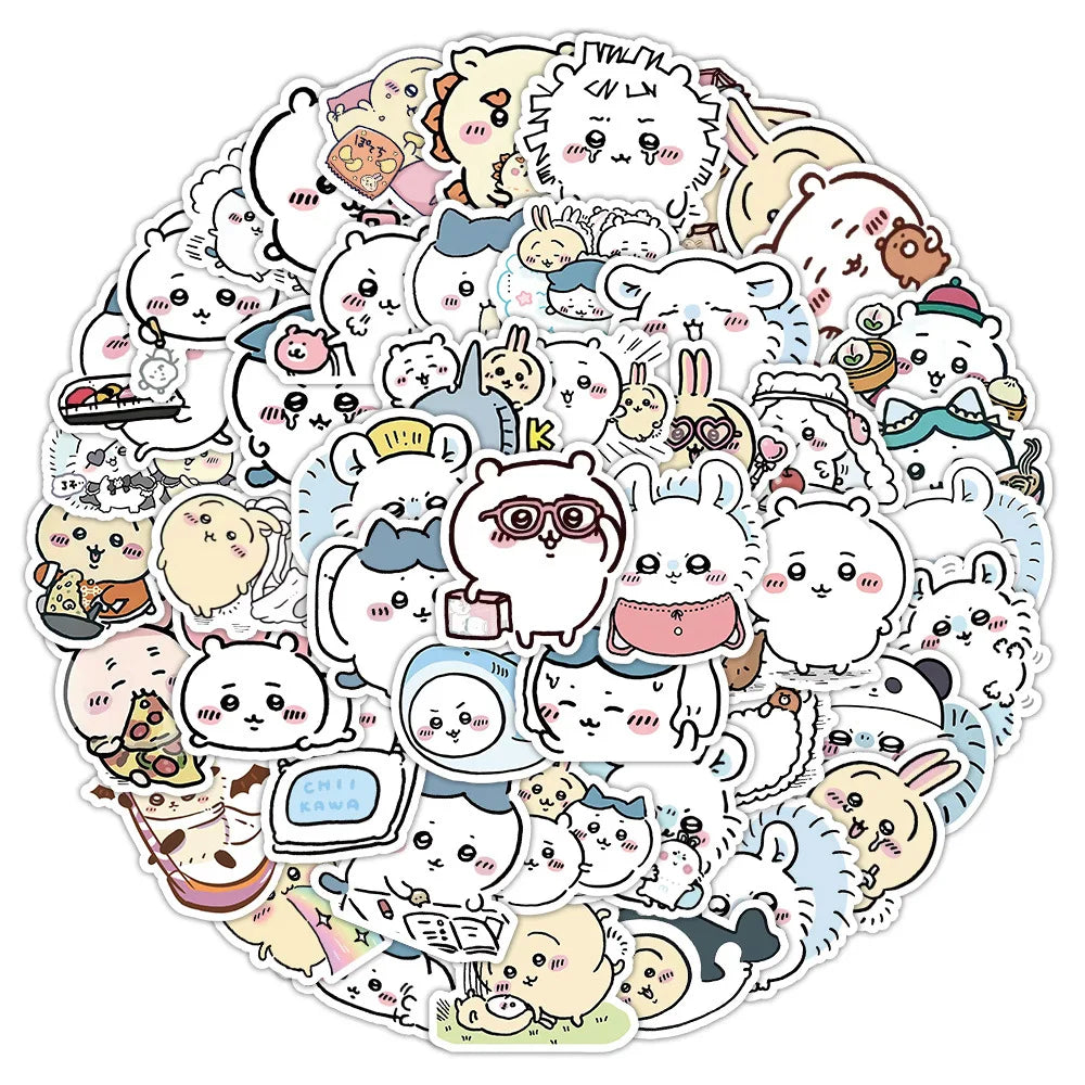 64PCS Cute Chiikawa Stickers Cartoon Laptop Phone Phone Case Luggage