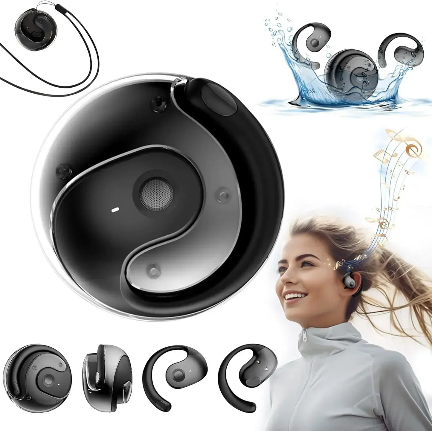 OWS Wireless Headphones Bluetooth Headset with Mics HiFi Stereo Sound