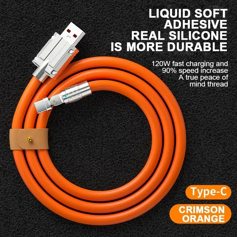 120W 7A fast charging USB Type-C cable with 180 degree rotating elbow