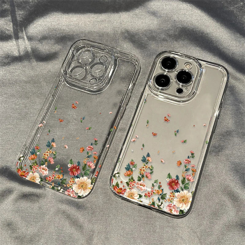 Flower Phone Soft  Case For iPhone 16 11 12 13 14 15 Pro Max XR 7 8