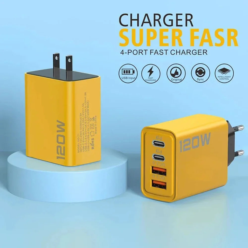 120W PD USB Charger Fast Charging Type C Mobile Phone Adapter For