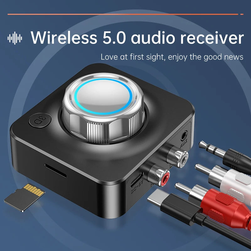 Bluetooth 5.0 Audio Receiver 3D Stereo Music Wireless Adapter TF Card