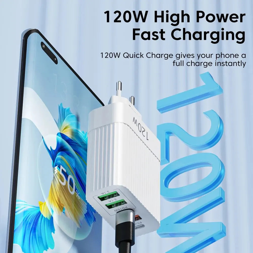 5 Ports USB Charger Fast Charging PD Type C Wall Charger For iPhone 15