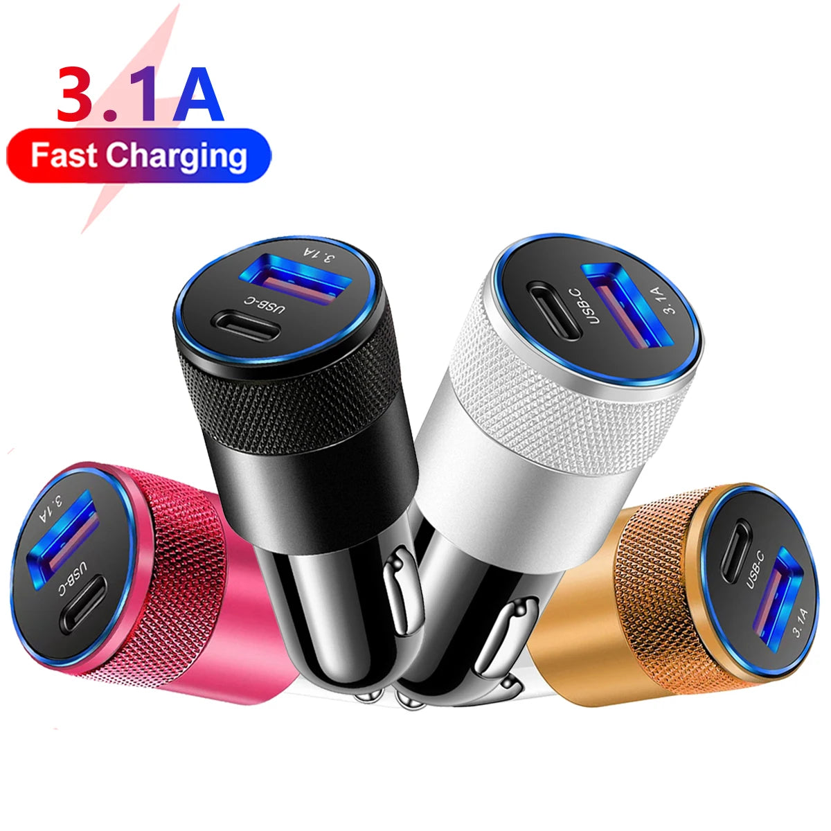 3.1A USB Car Charger Type C Fast Charging Phone Adapter For Xiaomi