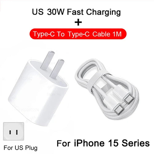 For Apple 30W PD Fast Charger For iPhone 16 15 14 13 11 Pro Max Plus