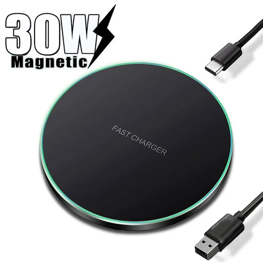 30W Wireless Charger Pad for iPhone 15 14 13 12 Pro Max X Samsung