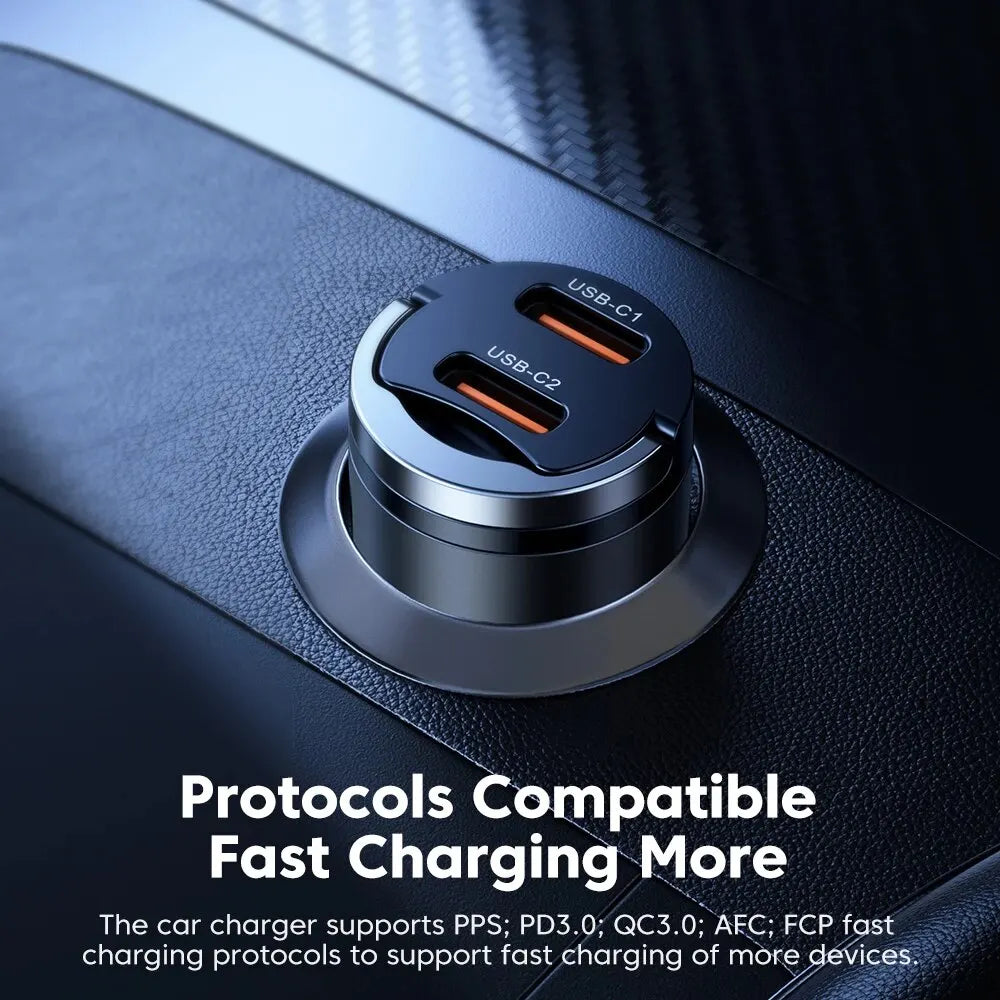 Toocki Mini PD 45W Car Charger Pull Ring Fast Charging USB C Phone