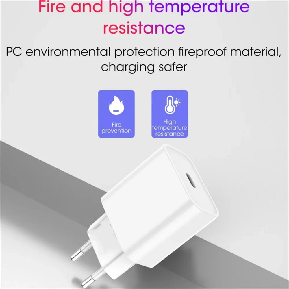 For iPhone 16 15 Samsung PD 20W USB Type C Charger Fast Charging Power